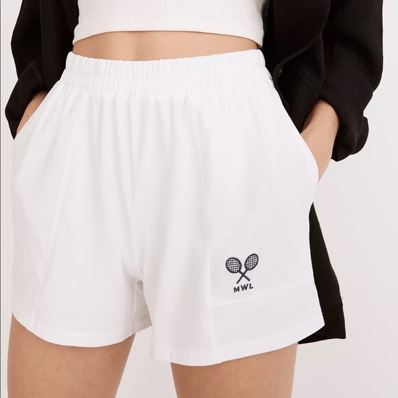 MWL Embroidered Tennis Pull-On Seamed Shorts - Picture 1 of 5